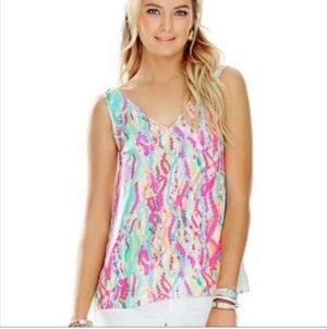 Lilly Pulitzer Cipriani Dripping in Jewels Silk Tank Top Size XXS EUC